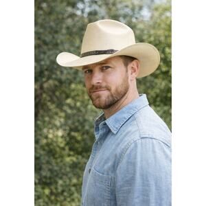 VTG Resistol Straw Cowboy Hat Long Oval George Strait Natural Sz 7 1/8